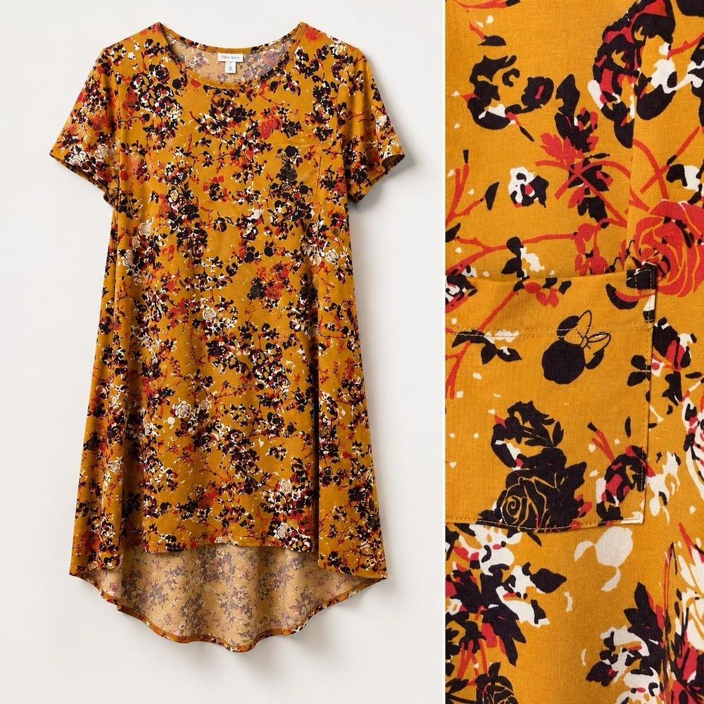 LuLaRoe Carly Dress XL Floral Cottagecore High Low T-Shirt Tunic Casual Comfy